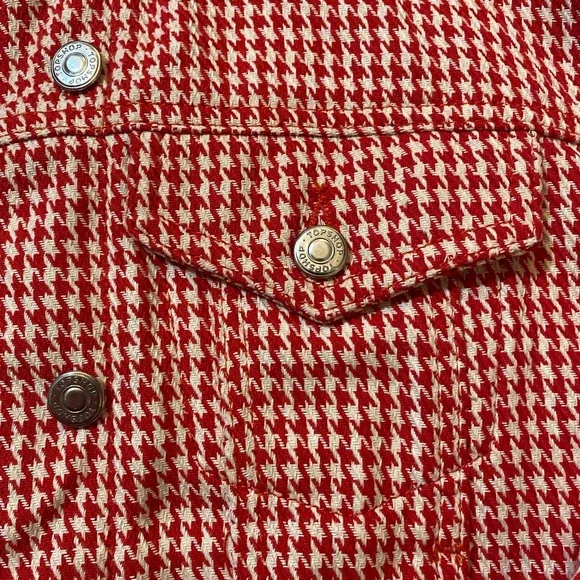 Topshop Red Houndstooth Jacket | US 6 UK 10 - Picture 11 of 13